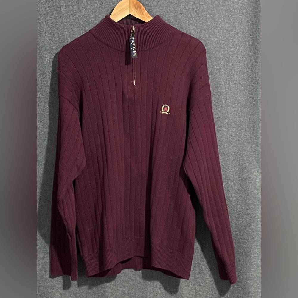 Tommy Hilfiger Golf Men's Ribbed Half-Zip Sweater - Maroon